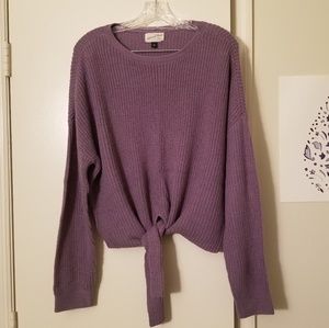 Light purple sweater with tie waist